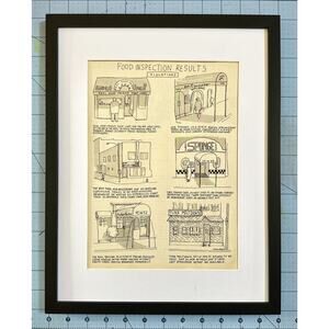Framed 1989 Vintage Magazine Cartoon Clipping Food Inspection Michael Crawford